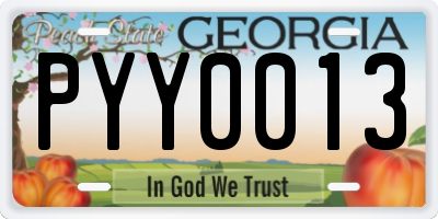 GA license plate PYY0013