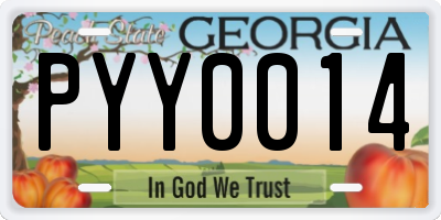 GA license plate PYY0014