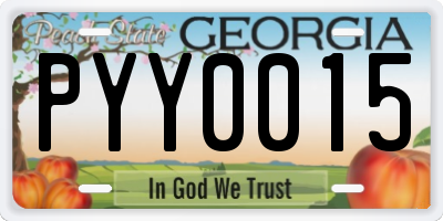 GA license plate PYY0015