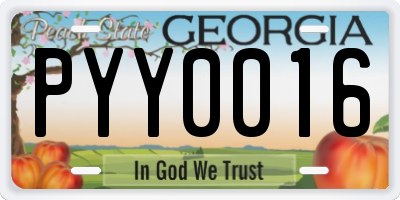 GA license plate PYY0016