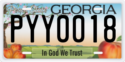 GA license plate PYY0018