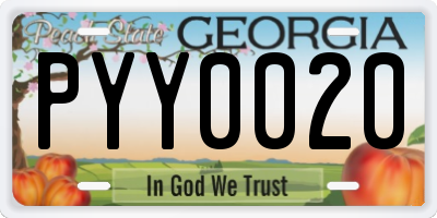 GA license plate PYY0020
