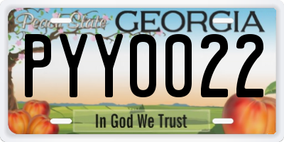 GA license plate PYY0022