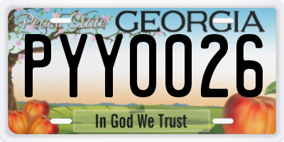 GA license plate PYY0026