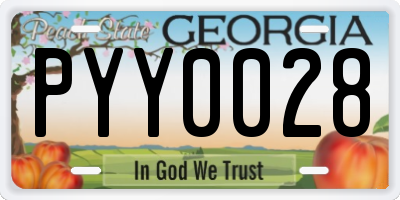 GA license plate PYY0028
