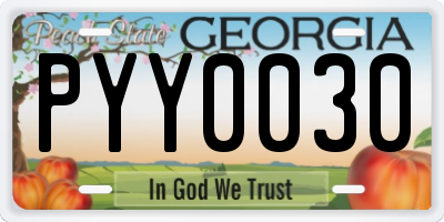 GA license plate PYY0030