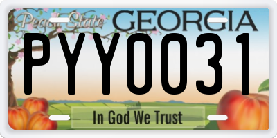 GA license plate PYY0031