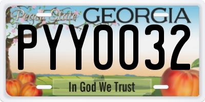 GA license plate PYY0032