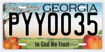 GA license plate PYY0035