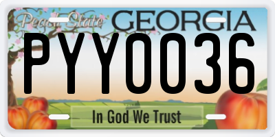 GA license plate PYY0036