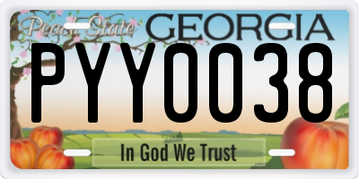GA license plate PYY0038