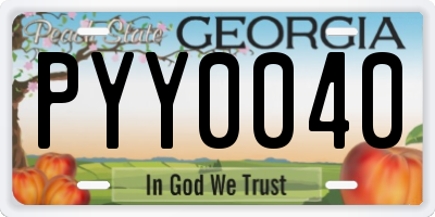 GA license plate PYY0040