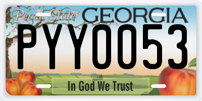 GA license plate PYY0053