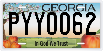 GA license plate PYY0062
