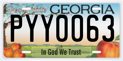 GA license plate PYY0063