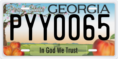 GA license plate PYY0065