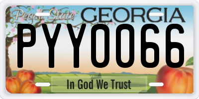 GA license plate PYY0066