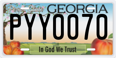 GA license plate PYY0070