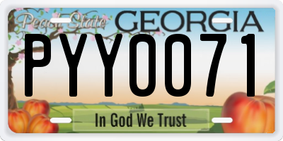 GA license plate PYY0071