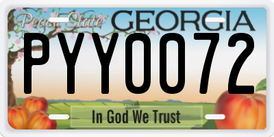 GA license plate PYY0072
