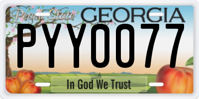 GA license plate PYY0077