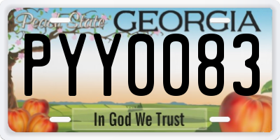 GA license plate PYY0083