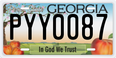 GA license plate PYY0087