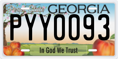 GA license plate PYY0093