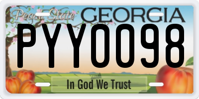 GA license plate PYY0098