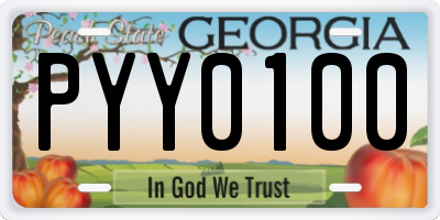 GA license plate PYY0100