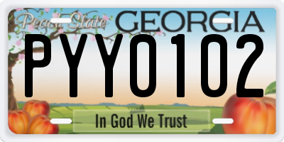GA license plate PYY0102