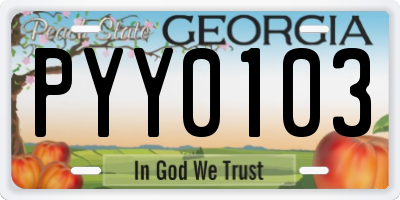 GA license plate PYY0103