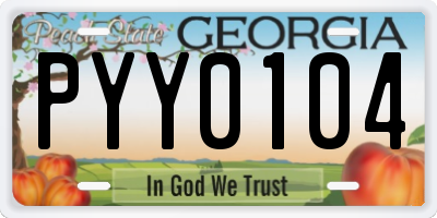 GA license plate PYY0104