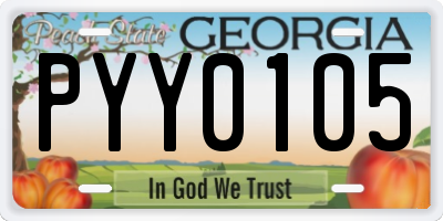 GA license plate PYY0105