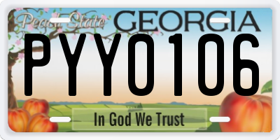 GA license plate PYY0106
