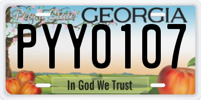GA license plate PYY0107