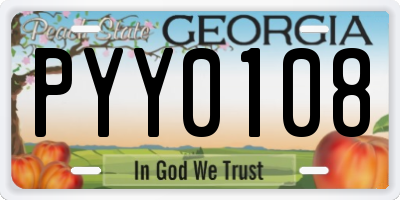 GA license plate PYY0108