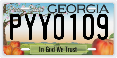 GA license plate PYY0109