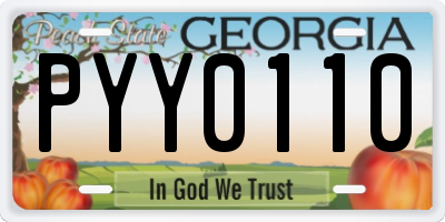GA license plate PYY0110