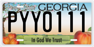 GA license plate PYY0111