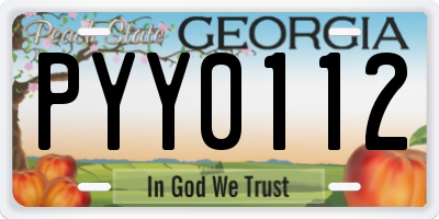 GA license plate PYY0112