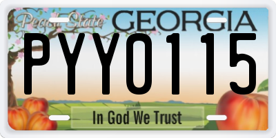GA license plate PYY0115