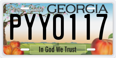 GA license plate PYY0117