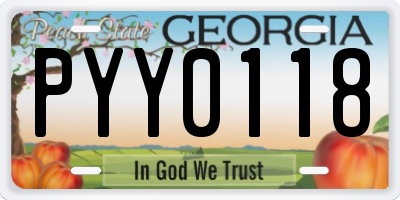 GA license plate PYY0118