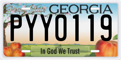 GA license plate PYY0119