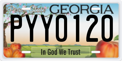 GA license plate PYY0120