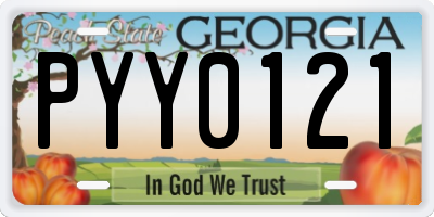 GA license plate PYY0121