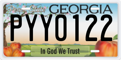 GA license plate PYY0122