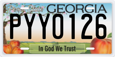 GA license plate PYY0126