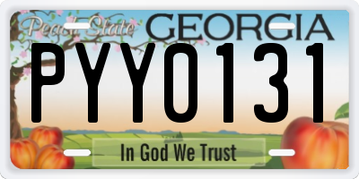 GA license plate PYY0131